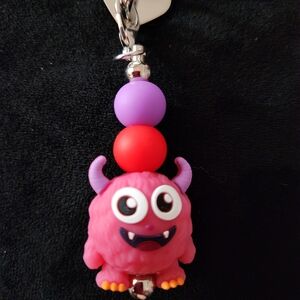 Pink Monster Tumbler Charm with Beads